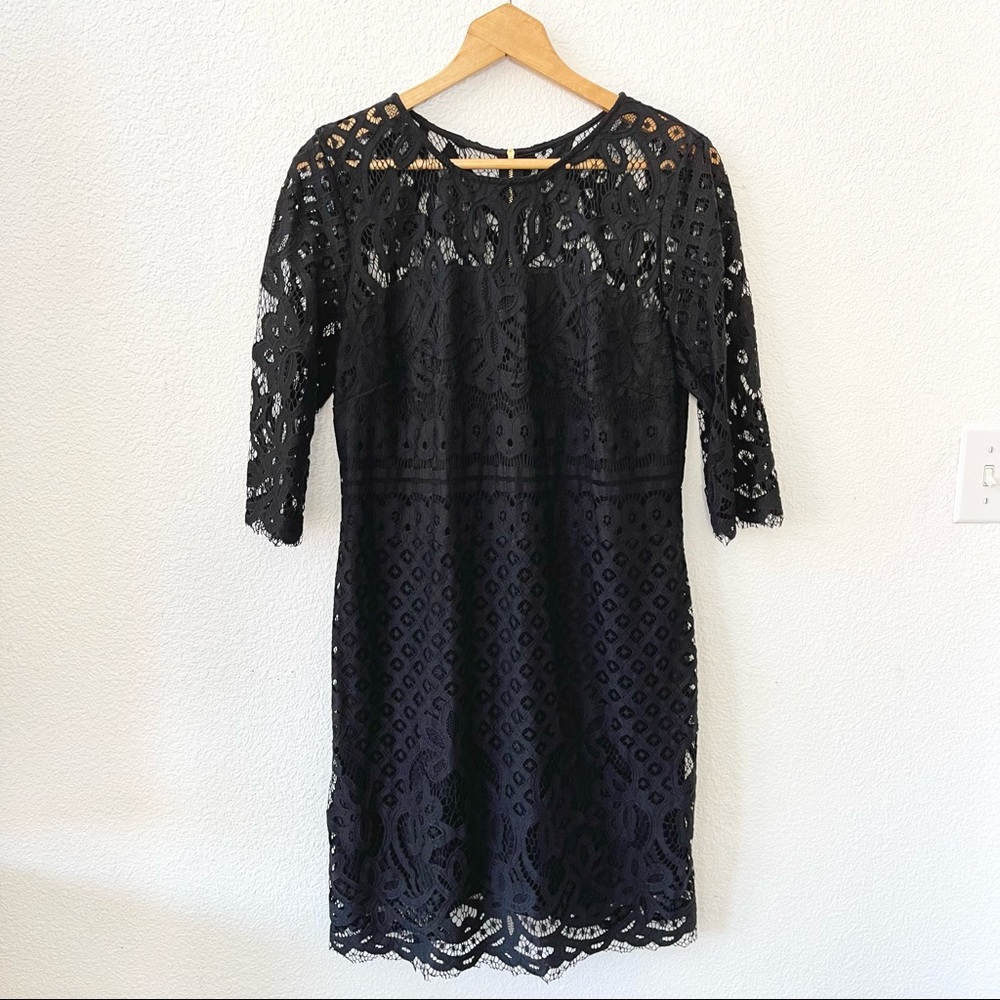 Just Taylor Black Lace Dress with Gold Zipper Size 14
